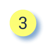 3 in gelbem Kreis